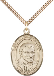 [7134GF/24GF] 14kt Gold Filled Saint Vincent de Paul Pendant on a 24 inch Gold Filled Heavy Curb chain
