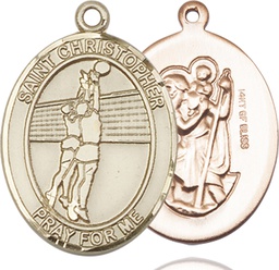 [7138GF] 14kt Gold Filled Saint Christopher Volleyball Medal