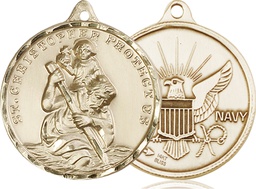 [0203KT6] 14kt Gold Saint Christopher Navy Medal