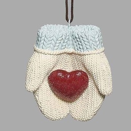 [RO-135196] 3.5&quot;H Christmas Mittens W/ - Heart Ornament - Christmas