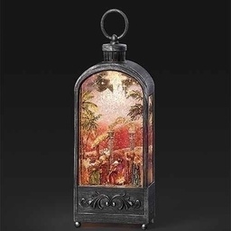 [RO-135259] 12&quot;H Led Swirl Nativity Bronze - Lantern Printed Scene Pt/Cd - Christmas