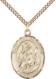 [7054GF/24GF] 14kt Gold Filled Saint John the Baptist Pendant on a 24 inch Gold Filled Heavy Curb chain