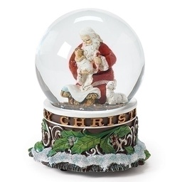 [RO-35392] 5.5"H Mus Kneeling Santa - Glitterdome