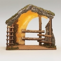 [RO-50910] 21&quot;H Usb Led Italian Stable - For 12&quot; Scale Nativity Figures - Christmas