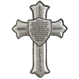 [RO-60099] 8.25"H Armor Of God Wall Cross - Ephesians 6:16-17