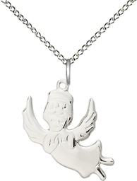 [2129SS/18SS] Sterling Silver Angel Pendant on a 18 inch Sterling Silver Light Curb chain
