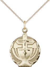 [2530GF/18GF] 14kt Gold Filled Communion Pendant on a 18 inch Gold Filled Light Curb chain