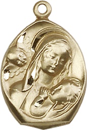 [3000KT] 14kt Gold Madonna &amp; Child Medal