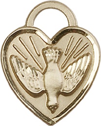 [3205KT] 14kt Gold Confirmation Heart Medal