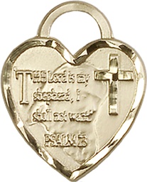 [3211KT] 14kt Gold Lord Is My Shepherd Heart Medal